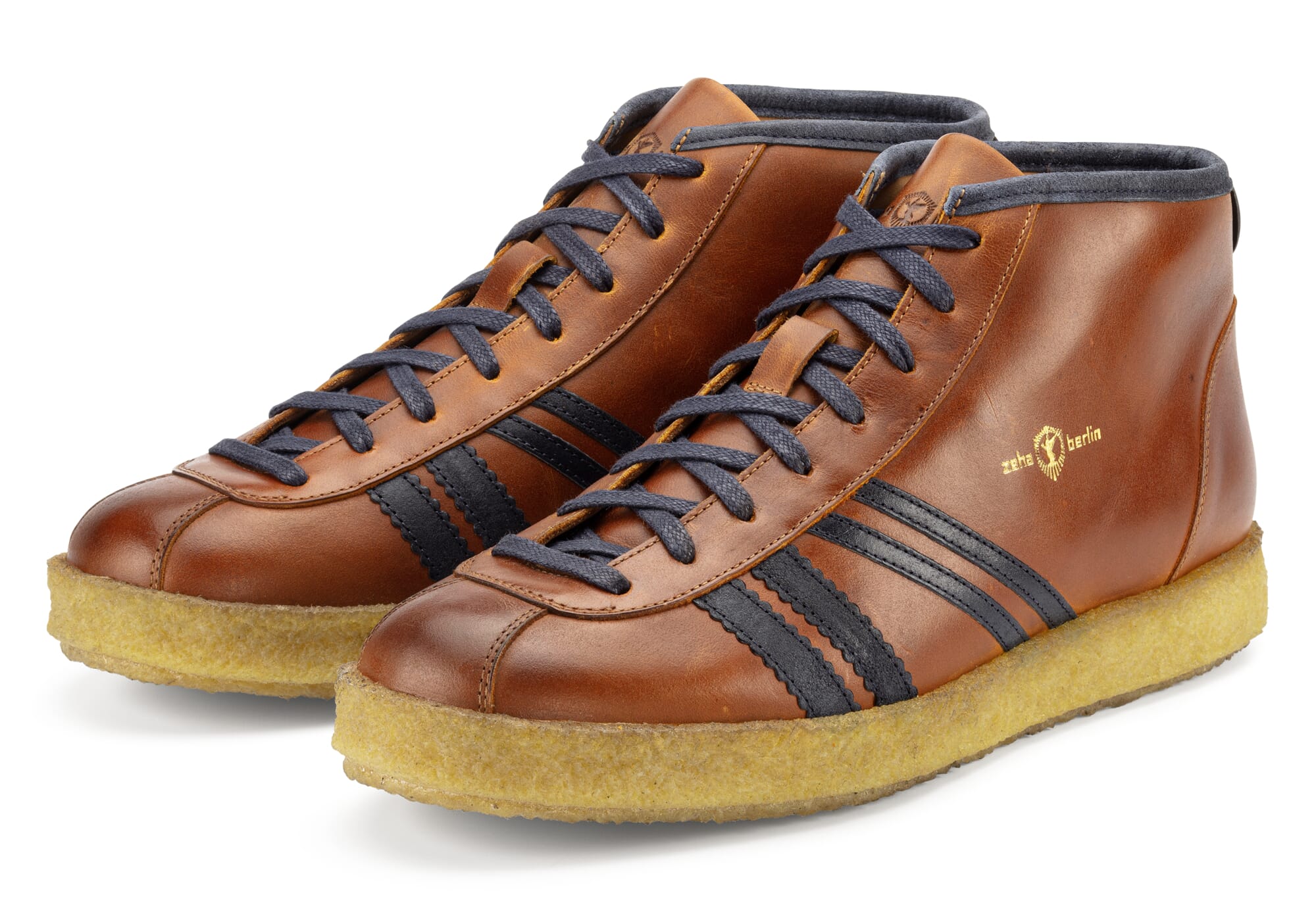 shoesmanページ Leather sports shoe sneaker, Cognac blue | Manufactum
